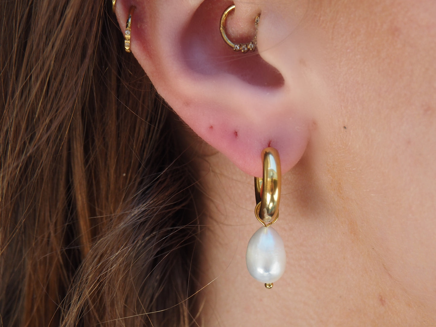 Luminous Pearl Hoops