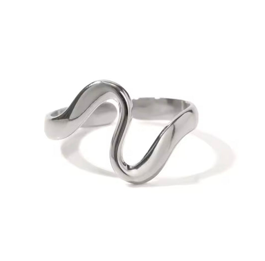 Silver Ocean Wave Ring