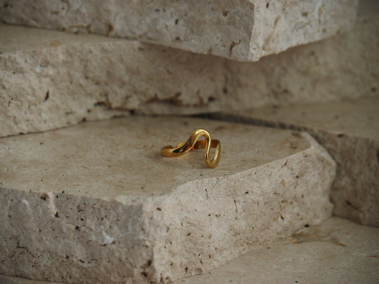 Gold Ocean Wave Ring