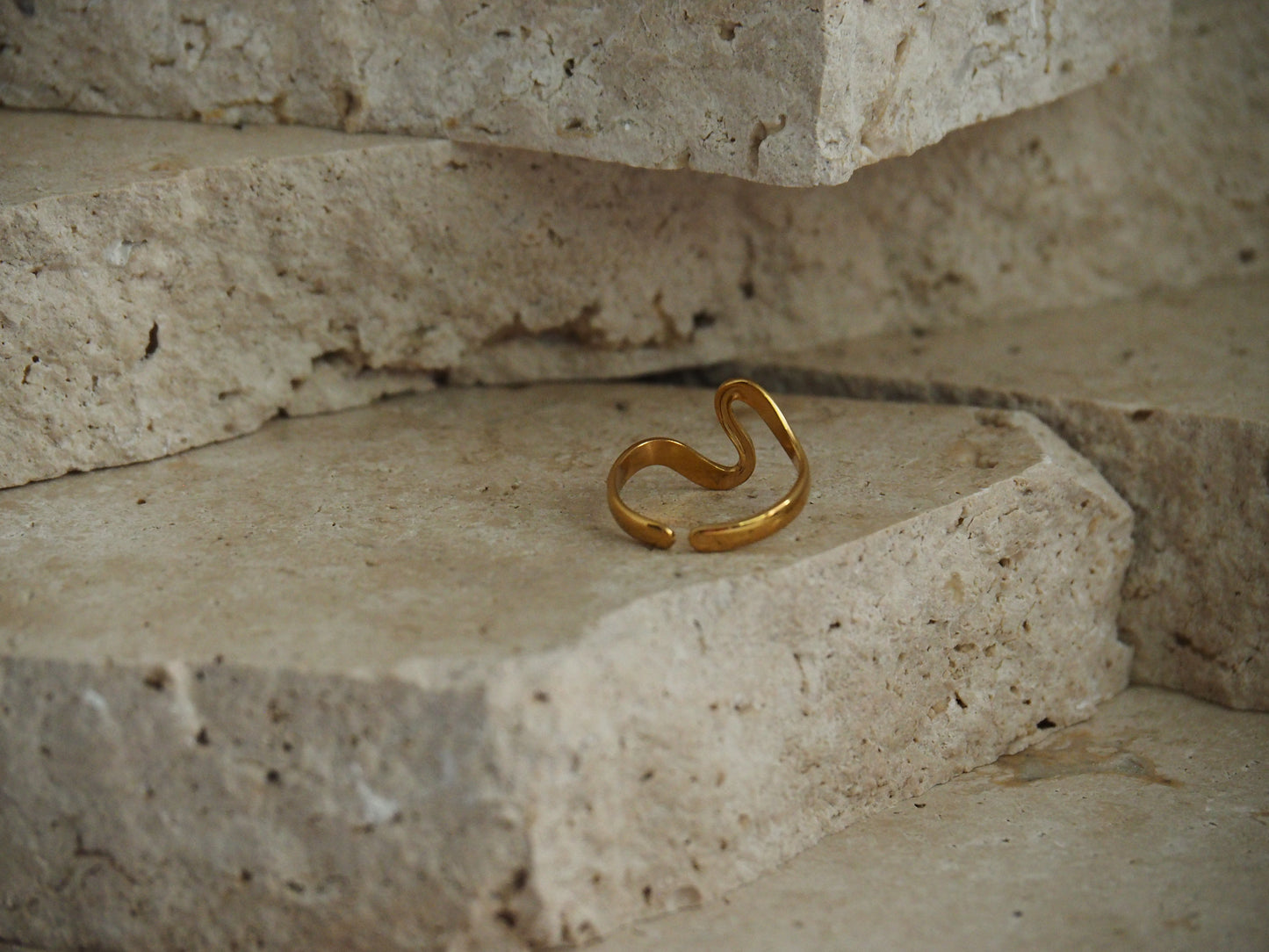 Gold Ocean Wave Ring