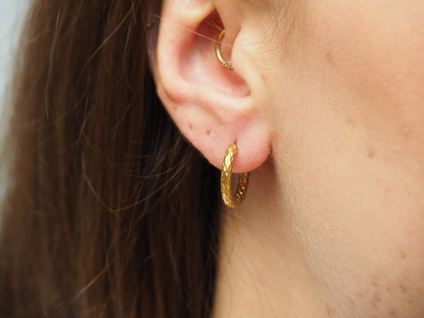 Gold Textured Horizon Hoops