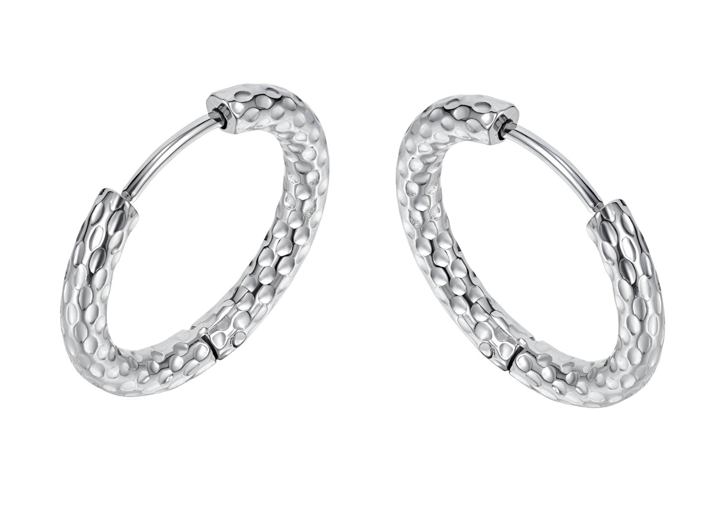 Silver Textured Horizon Hoops